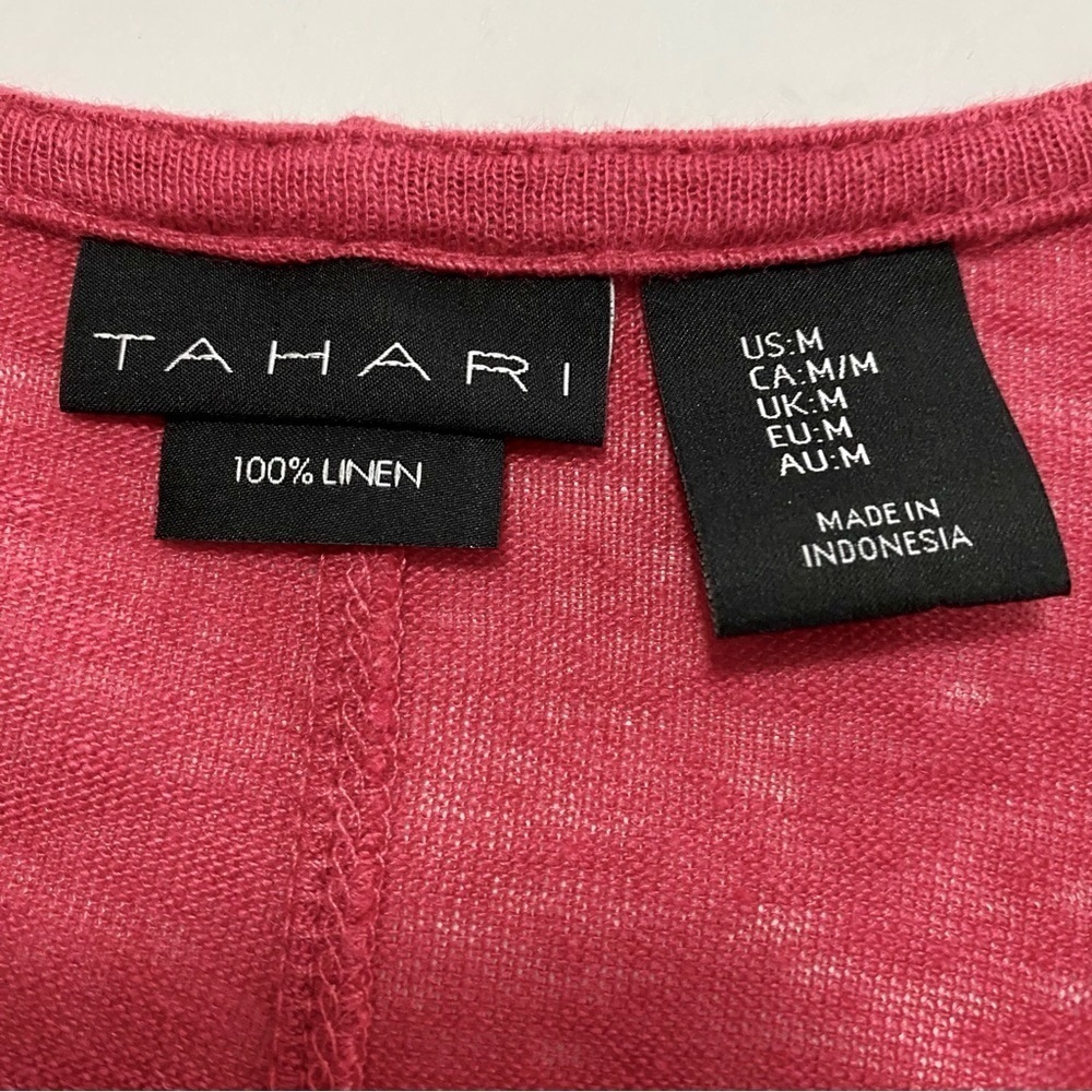 TAHARI Linen Longline Lagenlook Open Cardigan Size Medium Breathable Summer - Picture 6 of 10